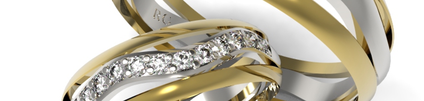 Többszínű arany karikagyűrű, jegygyűrű